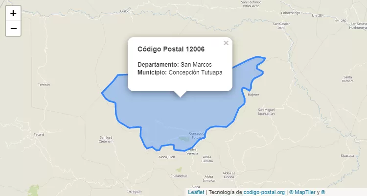 Código Postal Caserio Tojsabio en Concepcion Tutuapa, San Marcos - Guatemala