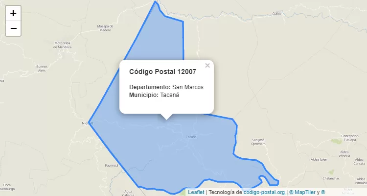 Código Postal Caserio Agua Escondida en Tacana, San Marcos - Guatemala