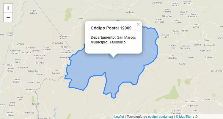 Código Postal Caserio Falda del Volcan en Tajumulco, San Marcos - Guatemala