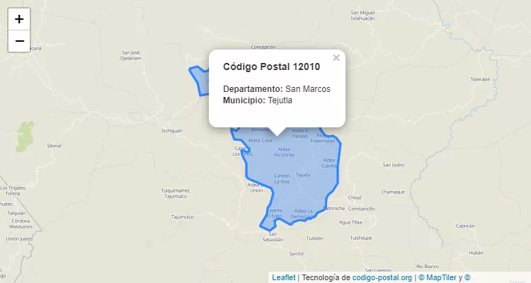 Código Postal Caserio Cienaguillas en Tejutla, San Marcos - Guatemala
