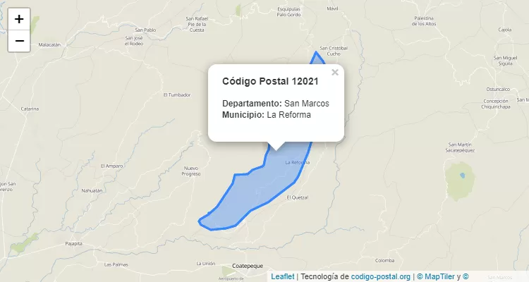 Código Postal Finca Valdivia en La Reforma, San Marcos - Guatemala