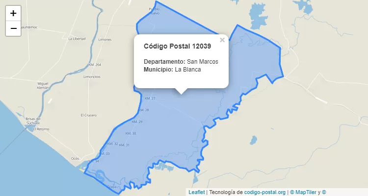 Código Postal Caserio Las Morenas en La Blanca, San Marcos - Guatemala