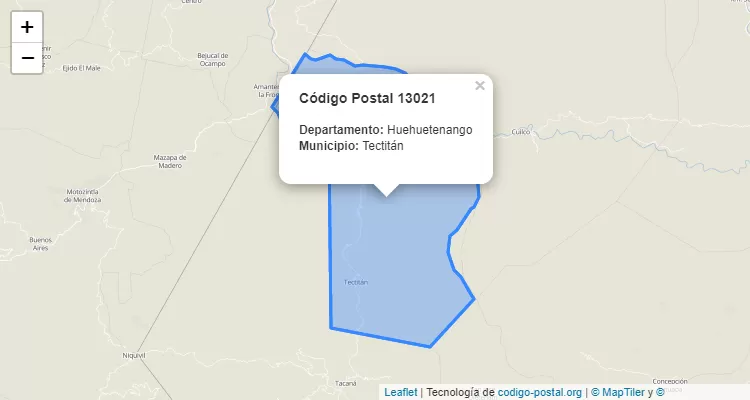 Código Postal Caserio Tojul en Tectitan, Huehuetenango - Guatemala