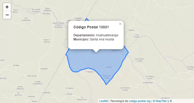 Código Postal Caserio Lop en Santa Ana Huista, Huehuetenango - Guatemala