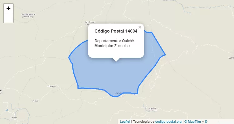 Código Postal Aldea El Tablón en Zacualpa, Quiché - Guatemala