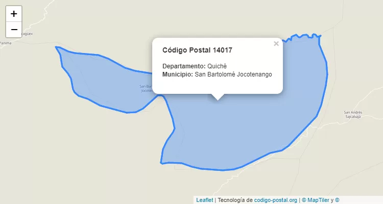 Código Postal Caserio Sinchaj en San Bartolome Jocotenango, Quiché - Guatemala