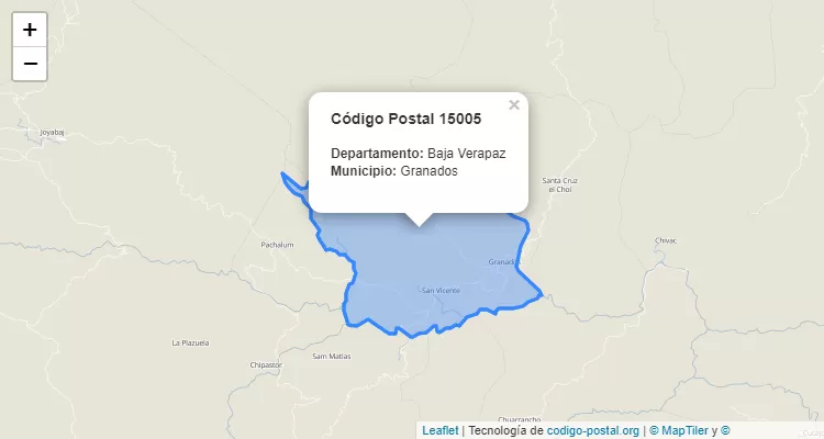 Código Postal Caserio Vegas del Muerto en Granados, Baja Verapaz - Guatemala