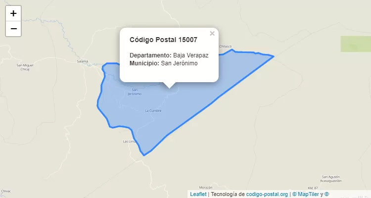 Código Postal Caserio Cumbre Santa Elena en San Jeronimo, Baja Verapaz - Guatemala
