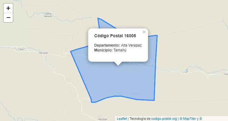 Código Postal Caserio Arenal en Tamahu, Alta Verapaz - Guatemala