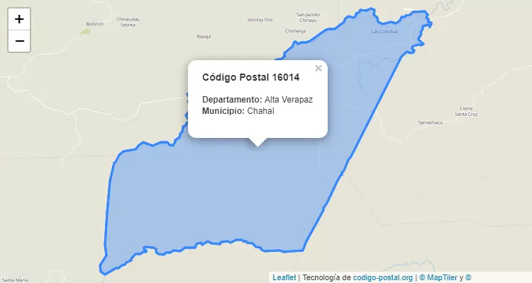 Código Postal Caserio Nuevo Raxaja en Chahal, Alta Verapaz - Guatemala