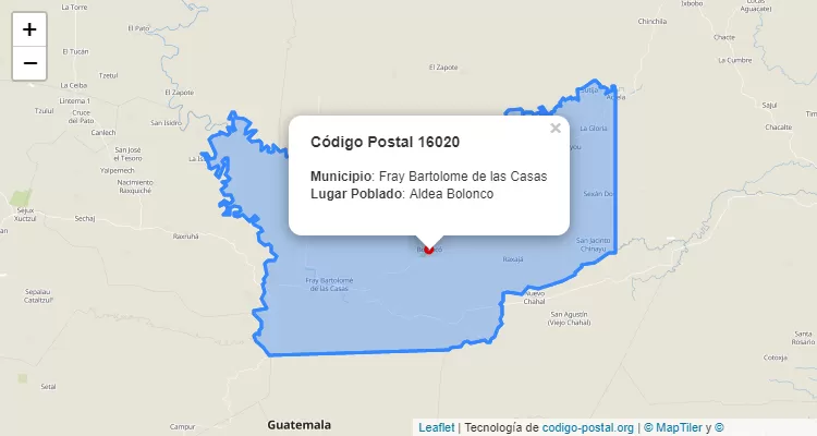 Código Postal Aldea Bolonco en Fray Bartolome de las Casas, Alta Verapaz - Guatemala