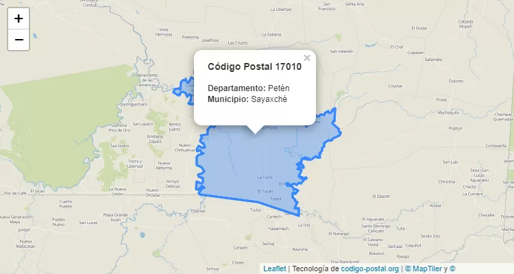 Código Postal Caserio El Rosal en Sayaxche, Petén - Guatemala