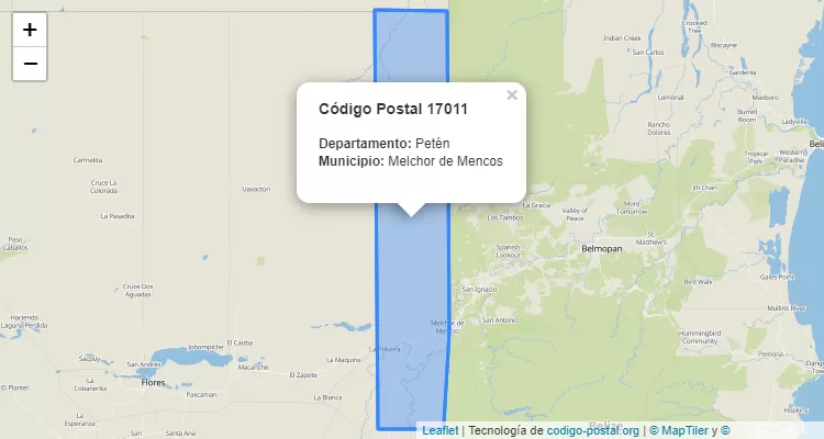 Código Postal Colonia El Milagro en Melchor de Mencos, Petén - Guatemala