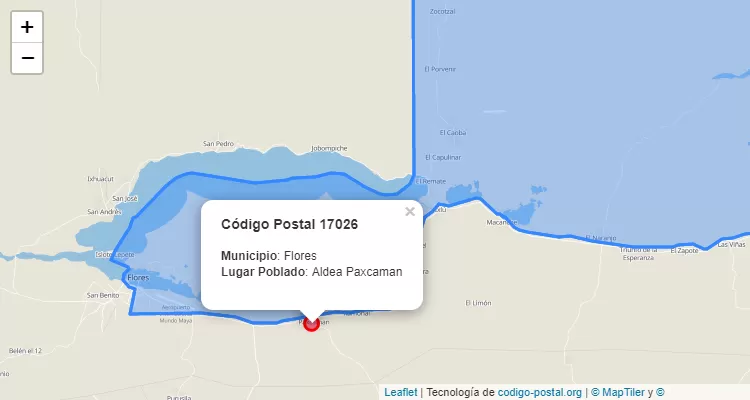 Aldea Paxcaman en Flores, Petén ZIP Code - Guatemala