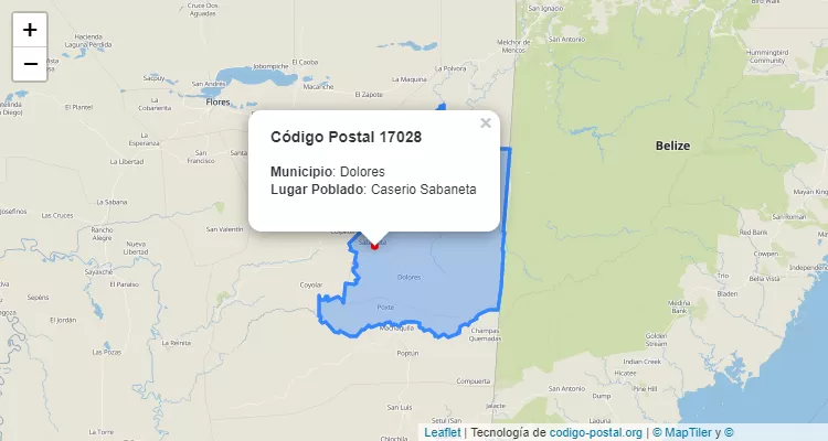 Caserio Sabaneta en Dolores, Petén ZIP Code - Guatemala