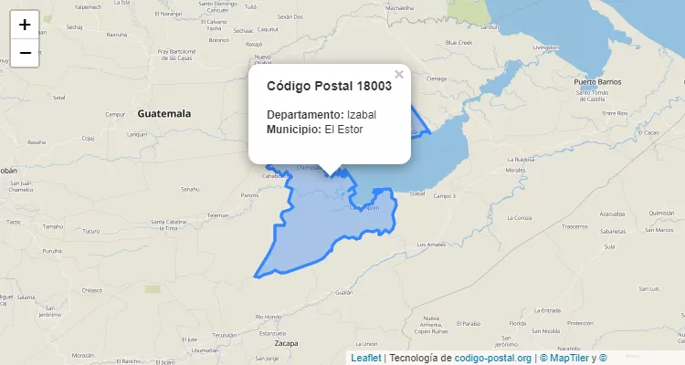Código Postal Caserio El Chorro Lote V en El Estor, Izabal - Guatemala