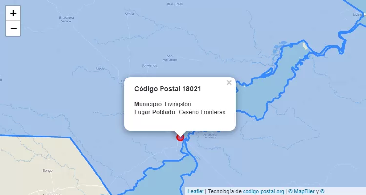 Caserio Fronteras en Livingston, Izabal ZIP Code - Guatemala