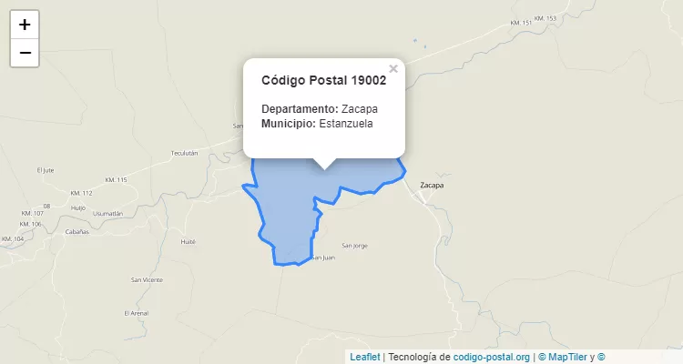 Código Postal Aldea Guayabal en Estanzuela, Zacapa - Guatemala