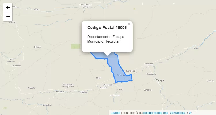 Código Postal Colonia Tres Guayacanes en Teculutan, Zacapa - Guatemala