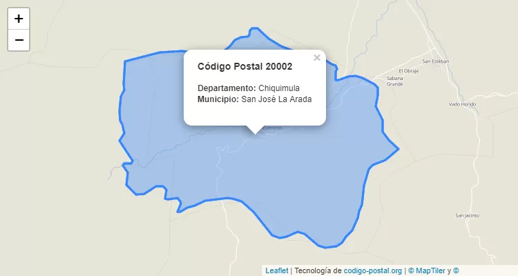 Código Postal Aldea Guacamayas en San Jose la Arada, Chiquimula - Guatemala