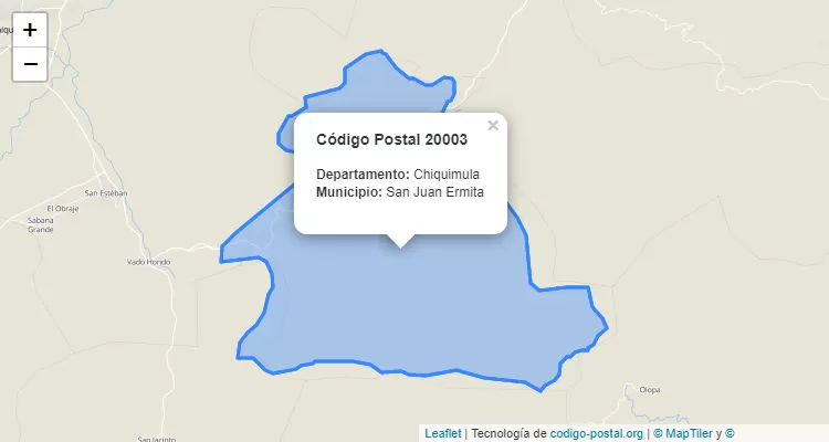 Código Postal Aldea Veguitas en San Juan Ermita, Chiquimula - Guatemala