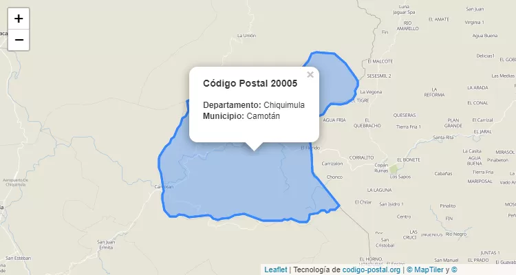 Código Postal Caserio Coyoles en Camotan, Chiquimula - Guatemala
