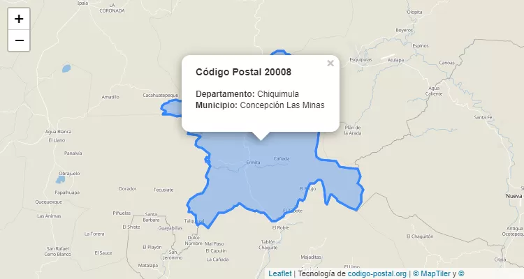 Código Postal Caserio Sacramento en Concepcion las Minas, Chiquimula - Guatemala