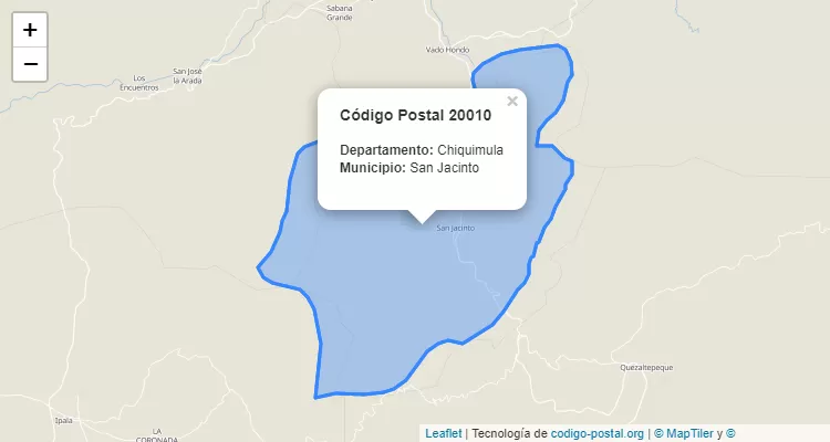 Código Postal Caserio Montañuelas en San Jacinto, Chiquimula - Guatemala