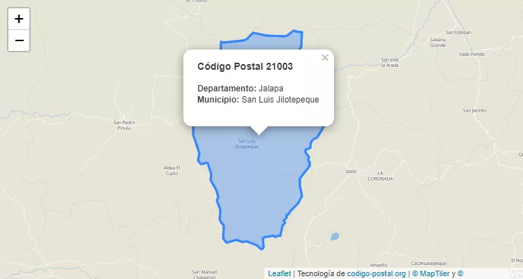 Código Postal Aldea Los Amates en San Luis Jilotepeque, Jalapa - Guatemala