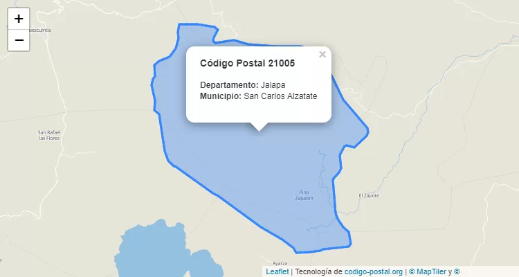 Código Postal Pueblo San Carlos Alzatate en San Carlos Alzatate, Jalapa - Guatemala