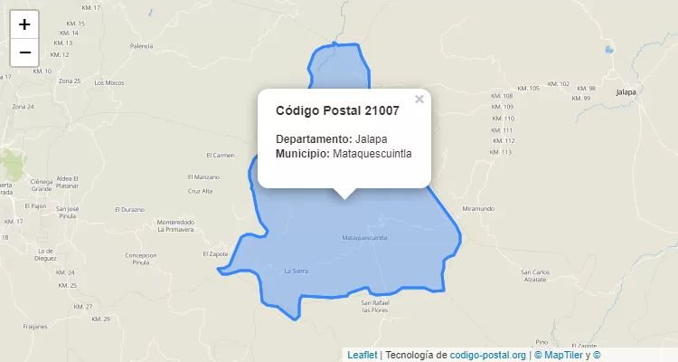 Código Postal Otra Poblacion Dispersa en Mataquescuintla, Jalapa - Guatemala