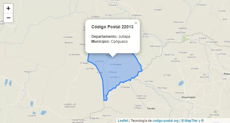 Código Postal Caserio Tierra Morada en Conguaco, Jutiapa - Guatemala