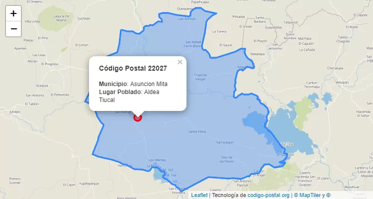 Código Postal Aldea Tiucal en Asuncion Mita, Jutiapa - Guatemala