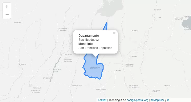 Código Postal San Francisco Zapotitlan, Suchitepéquez - Guatemala