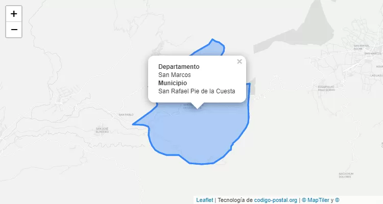 Código Postal San Rafael Pie de la Cuesta, San Marcos - Guatemala