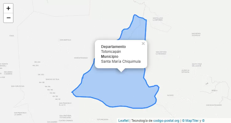 Código Postal Santa Maria Chiquimula, Totonicapán - Guatemala